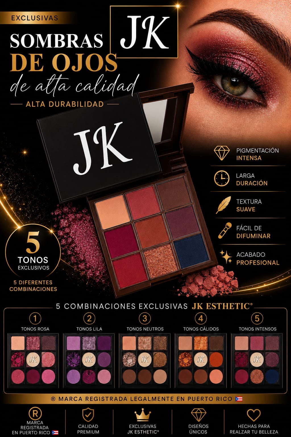 Paleta de Sombras | Alta Calidad y Durabilidad JK®