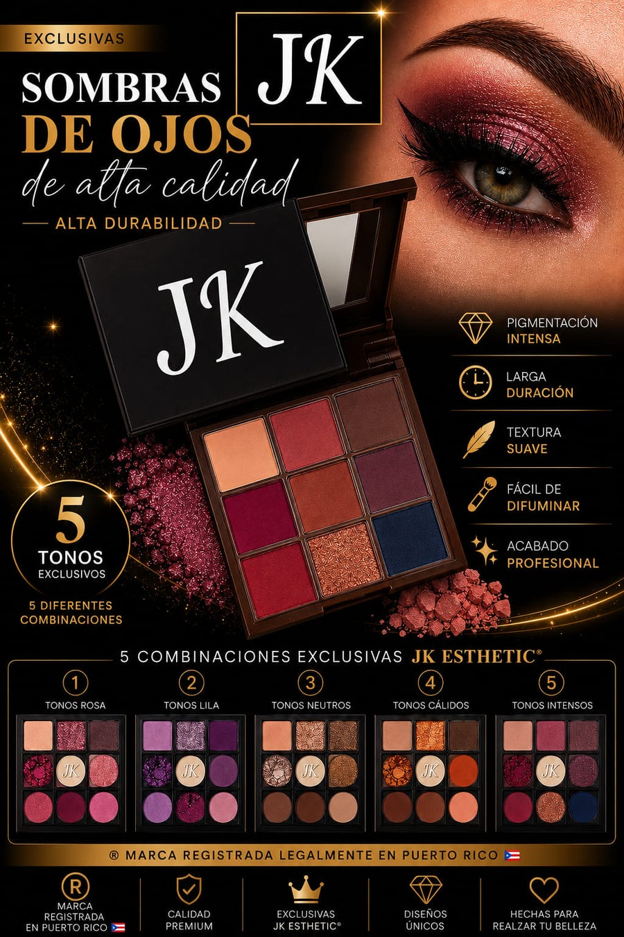 Paleta de Sombras | Alta Calidad y Durabilidad JK®
