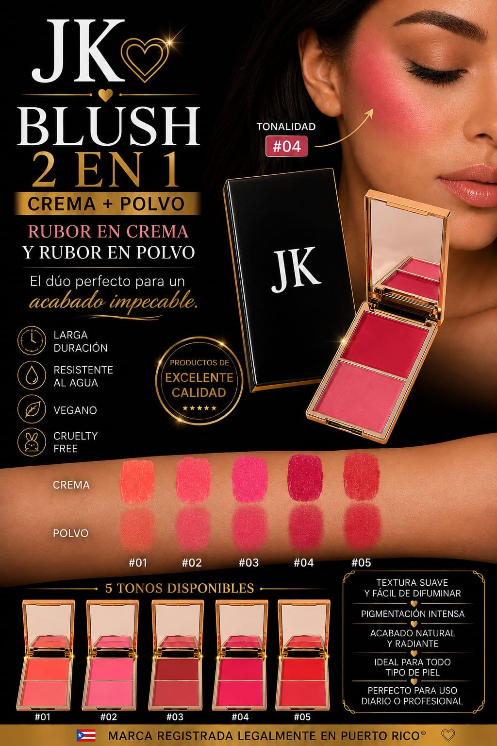 Blush 2 en 1 | Rubor en Crema + Rubor en Polvo JK®