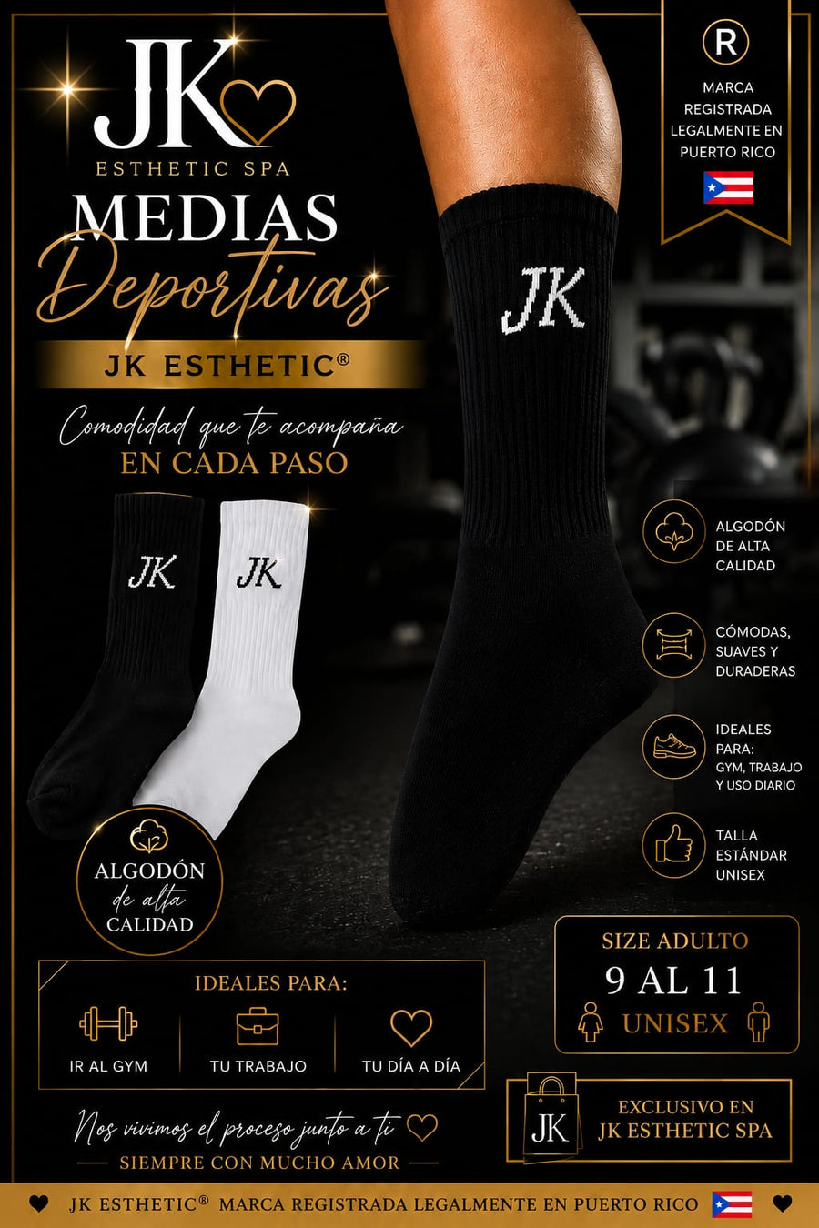 Medias Deportivas | Algodón de Alta Calidad, Unisex 9-11 JK®