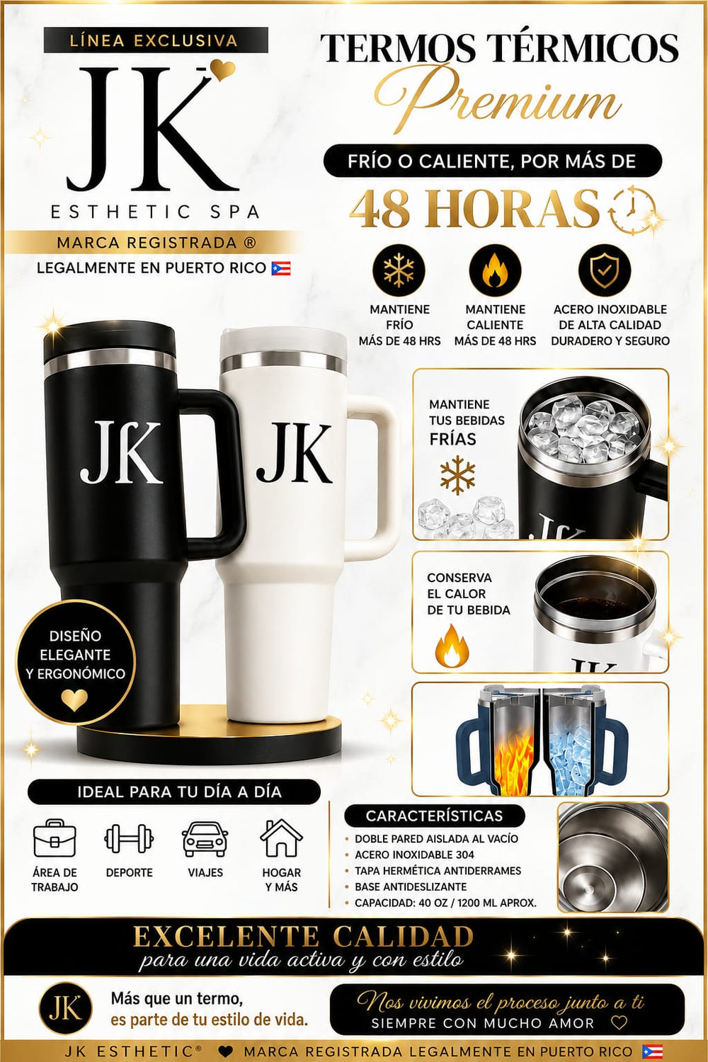 Termo térmico premium JK de 40 onzas