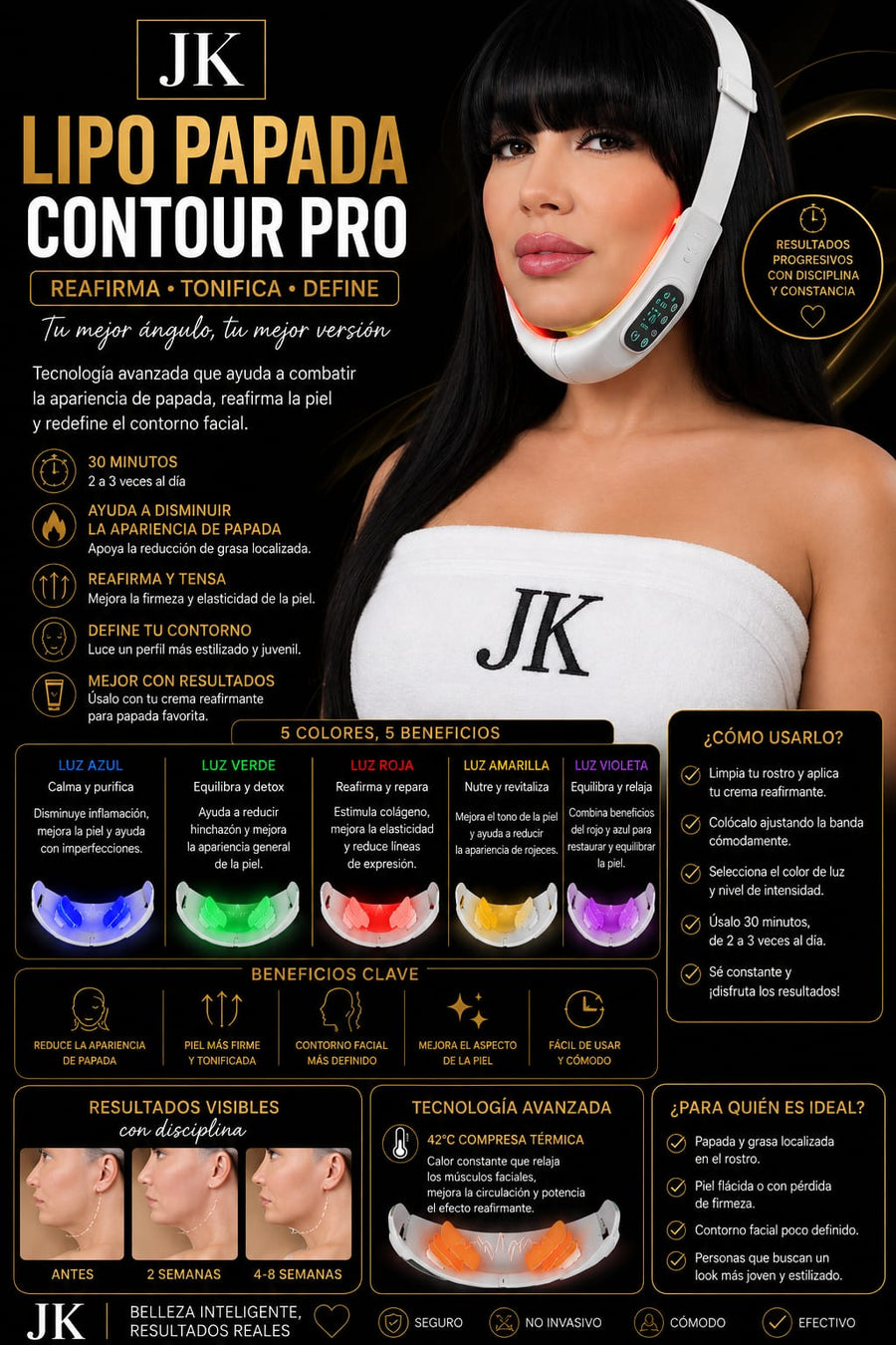 Lipo Papada | Mentonera de Compresión Post-Quirúrgica JK®